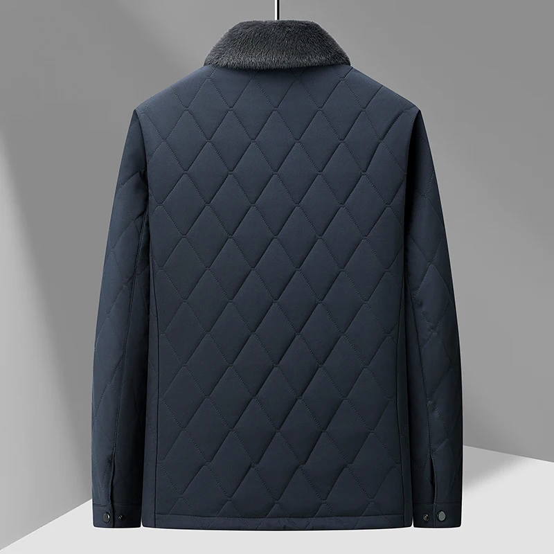 Зимние мужские теплые пуховики темно-синие черные Хаки Стеганые куртки из смеси