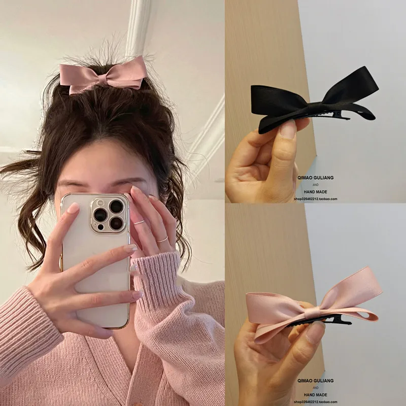 

1pc Korean Kawaii 3D Bow Hair Pin Princess Pink Black Ears Hair Clips Barrettes Headwear Girls Women Hair Accessories