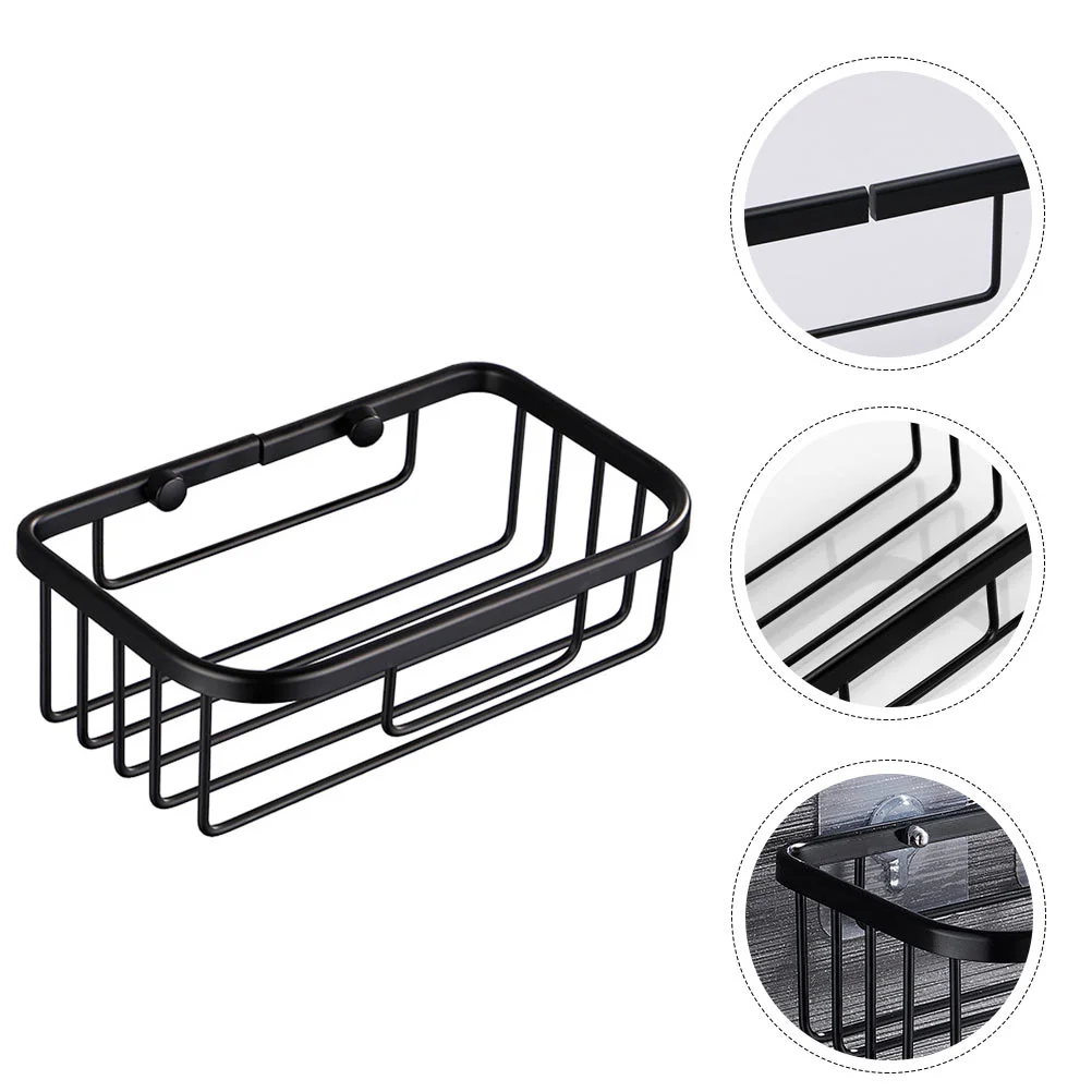

Wall Mounted Holder Punching Tissue Towel Box Suction Cup Shower Lotion Rack Basket Organizer For Home Bathroom Black