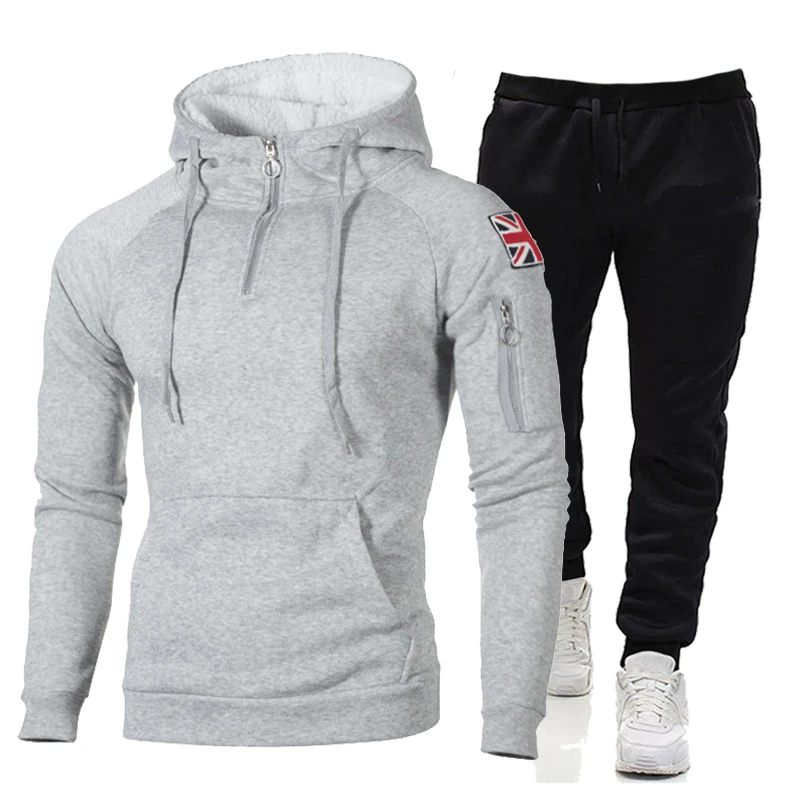 

Men's Tracksuit Hooded Sportswear Sets Cotton Sweatsuit Hoodies Pants Two Piece Set Casual Sweatshirt Suit Men Hoodies Clothes
