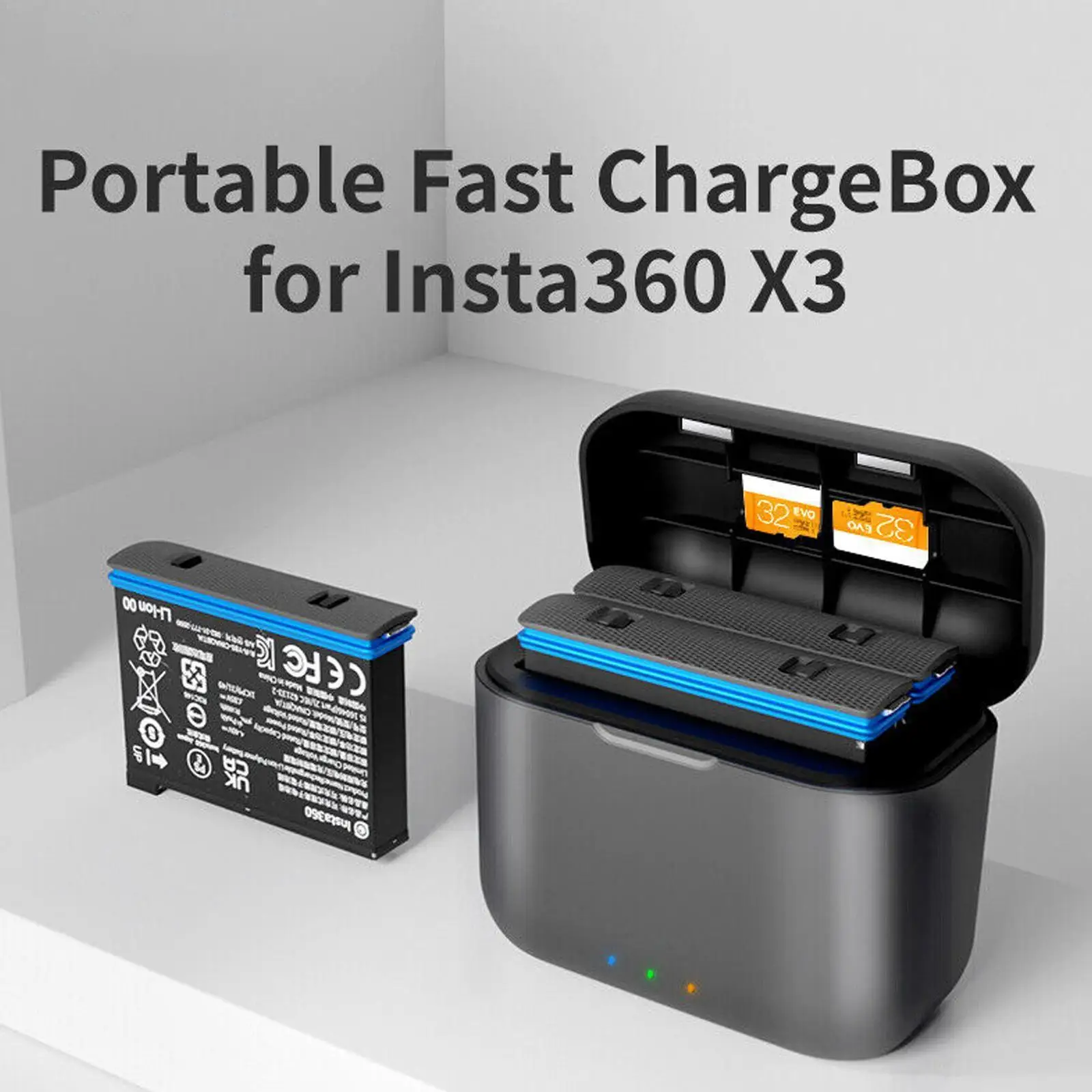 

USB Type-C Battery Fast Charging Box For Insta360 X3 Portable Fast Charge Accessories For Insta 360 X3 Output 4.35V/2.5A