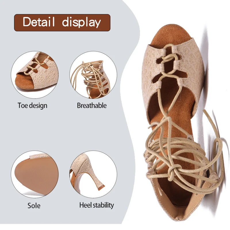 DKZSYIM Stilettos Women Dancing Shoes High Heels Salsa Dance shoes Mesh Women's Fashion party dance shoes Ballroom 7.5/8.5/9/10