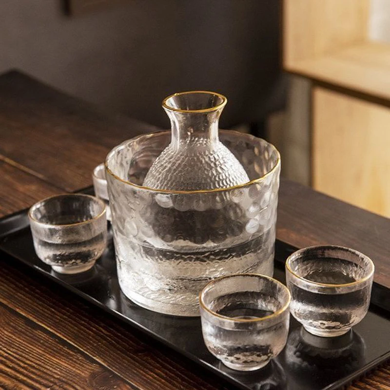 Japanese Style Glass Wine Set Sake Pot Ice Wine Warmer Ware 