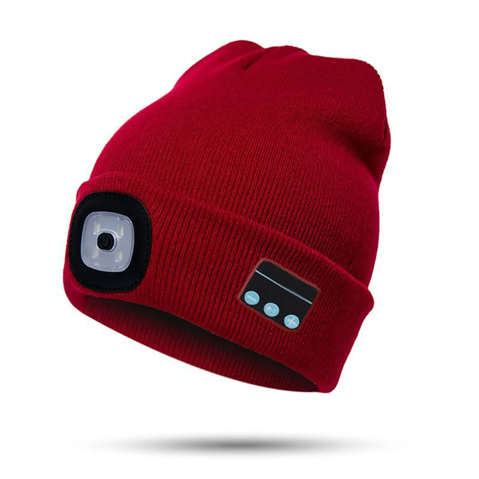 

Bluetooth Beanie Hat With LED Headlight Lighted Beanie Cap Rechargeable With Wireless Bluetooth Winter Warm Knit Hat