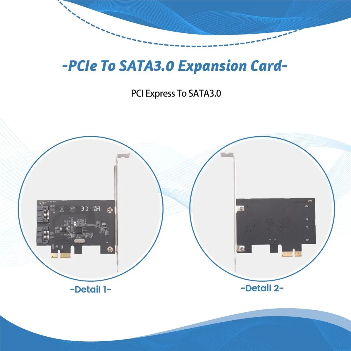 Фото Карта расширения DT81 PCI-E на SATA3.0, 6 Гбит/с, 2-портовый адаптер расширения с чипом ASM1061 для Win11/10/7 №3