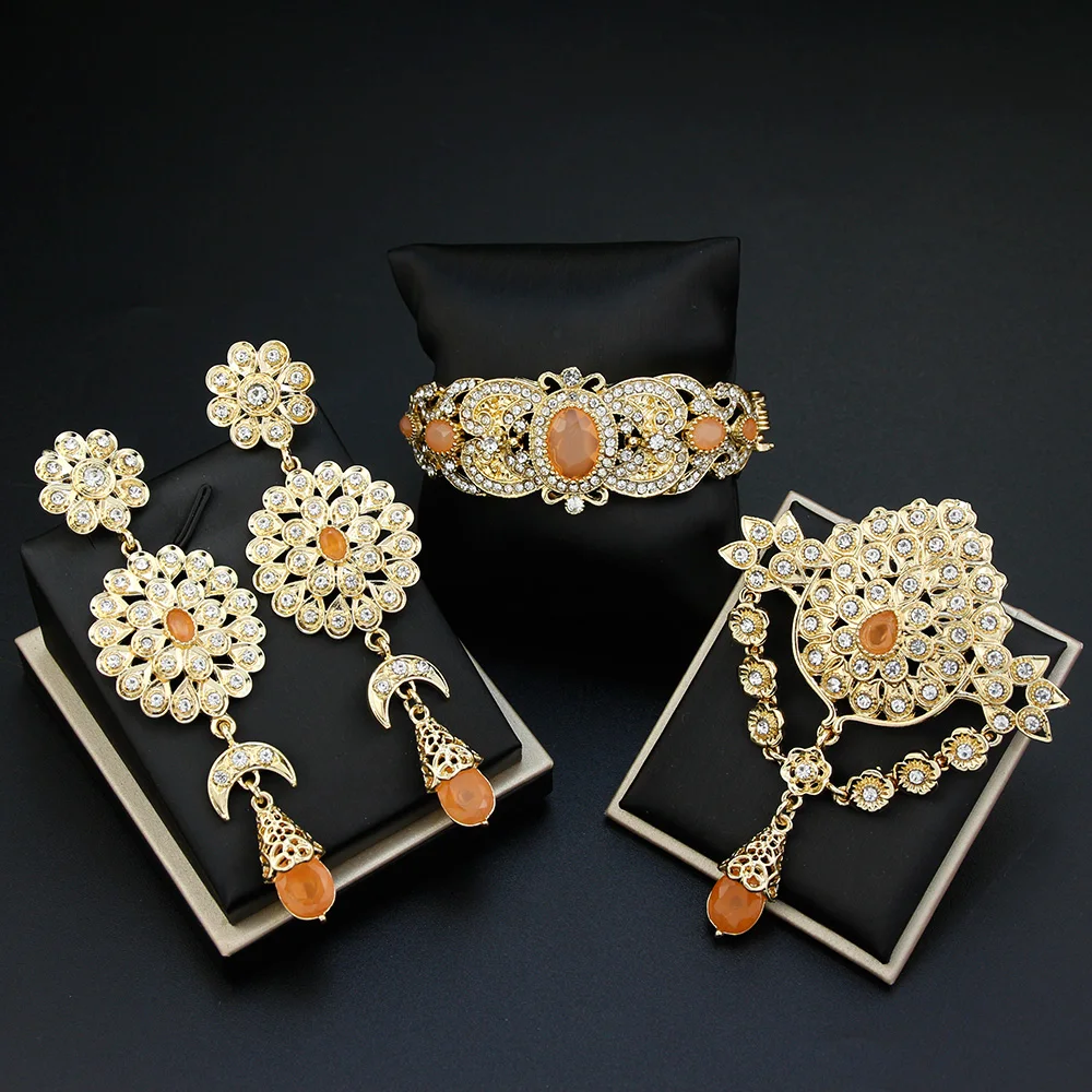 Sunspice Ms модный комплект свадебных украшений золотого цвета длинные серьги