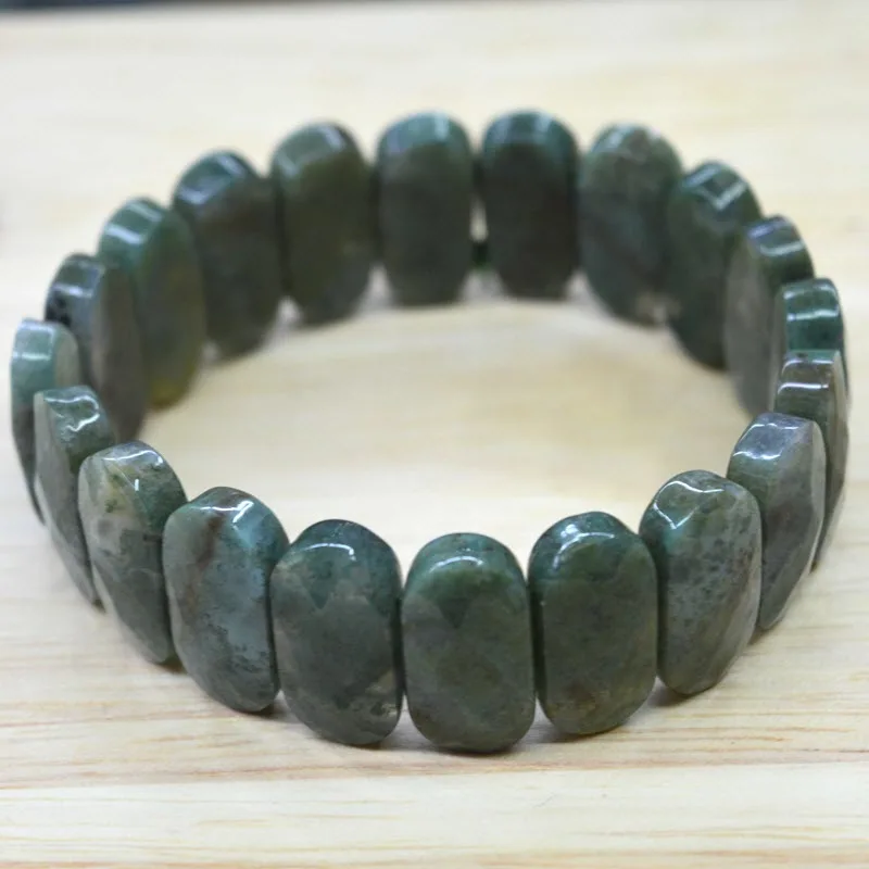 Натуральные овальные граненые эластичные браслеты 10 х14 мм из агата бирюзы