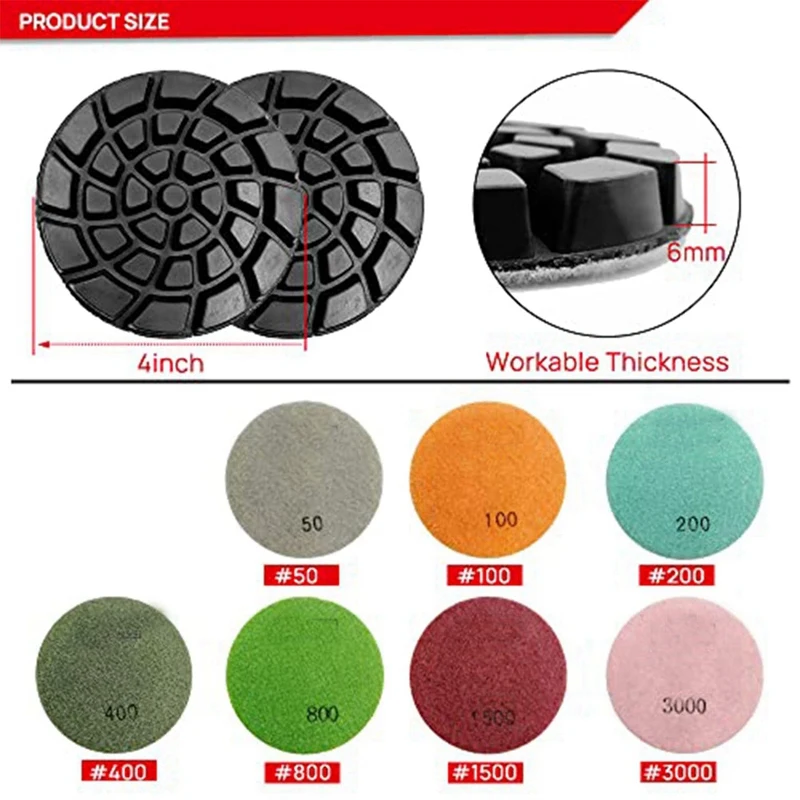 6 шт. алмазные накладки для полировки пола