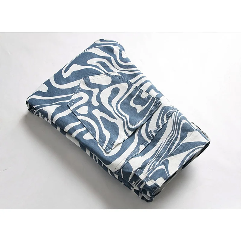 Streetwear Men Fashion Elastic 3D Printing Straight Denim Pants Full Length Trousers Pantalones Vaqueros Hombre