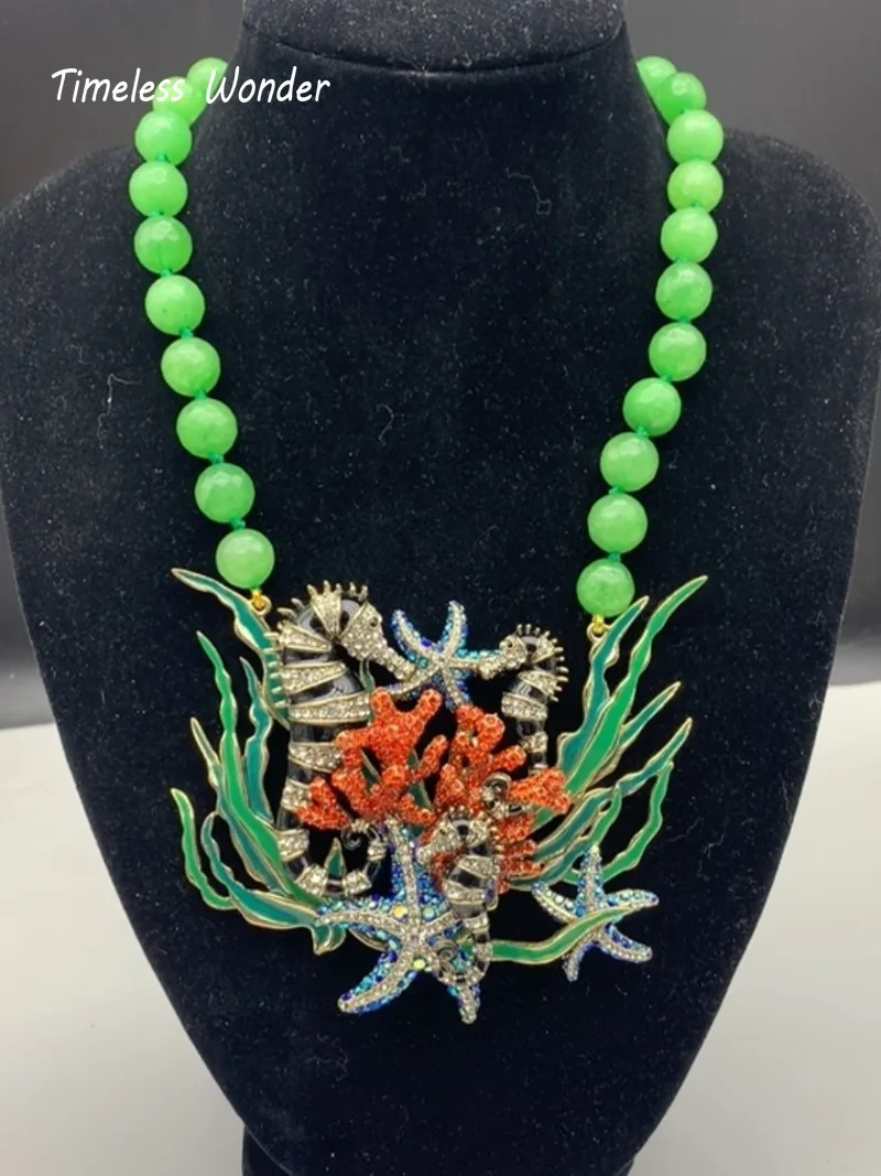 Вневременное ожерелье с эмалью и кораллом морской конек звезда рыба эффектное