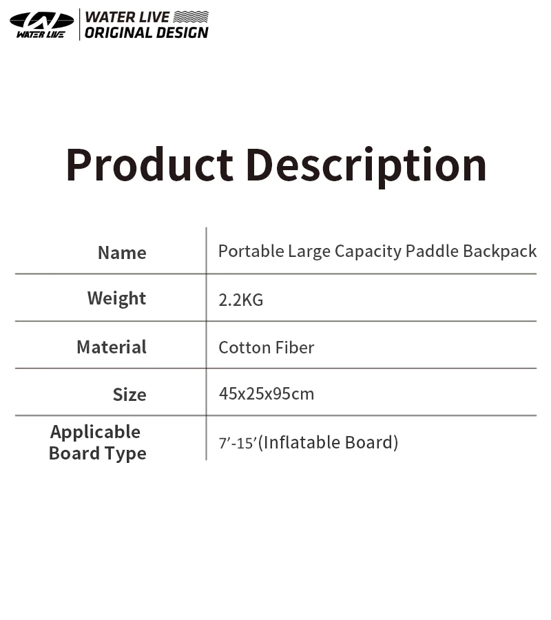 WATERLIVE 2 кг рюкзак для серфинга 45x25x95 см Высокая емкость доска весла нейлоновый