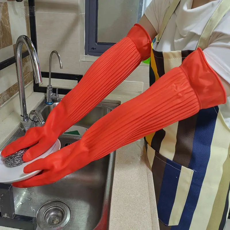 

38/45/55cm Lengthen Dishwashing Cleaning Gloves Silicone Rubber Dish Washing Glove for Household Scrubber Kitchen Clean Tool