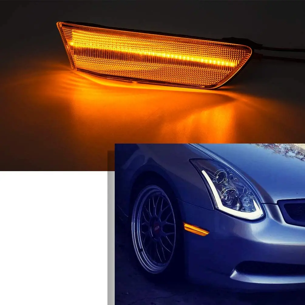 

Amber white LED Front Side Marker Light For Infiniti G35 Coupe 2003-2007 For Nissan Skyline V35 Coupe 2002-2007
