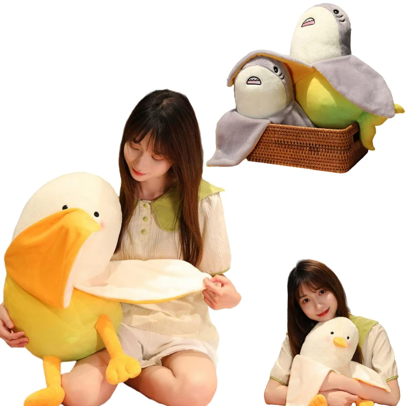 

Новая Милая трансформация манго утка Акула 65 см 1 шт. мягкая плюшевая игрушка Kawaii декор комнаты День рождения Рождественские подарки Милая набивная кукла подушка
