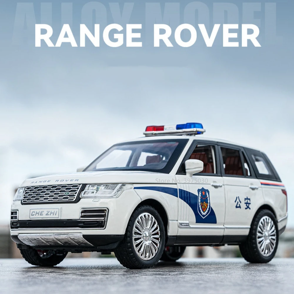 

1/24 Scale Range Rover Police Car Alloy Toys Model Diecast Metal Off Road Vehicle Toy With Sound Light Collection Children Gifts