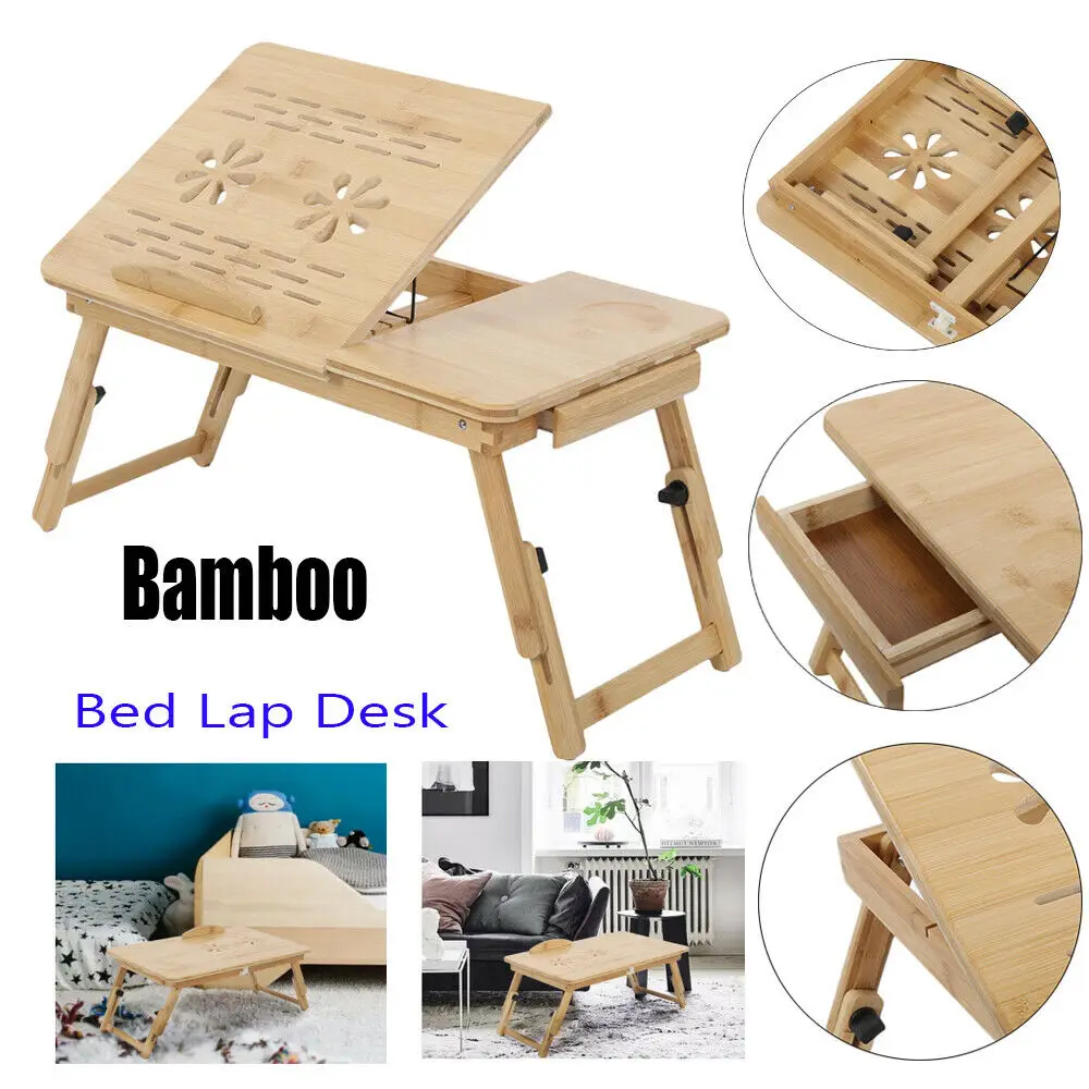 

Bamboo Portable Folding Legs Laptop Notebook Table Bed Sofa Tray PC Desk Stand