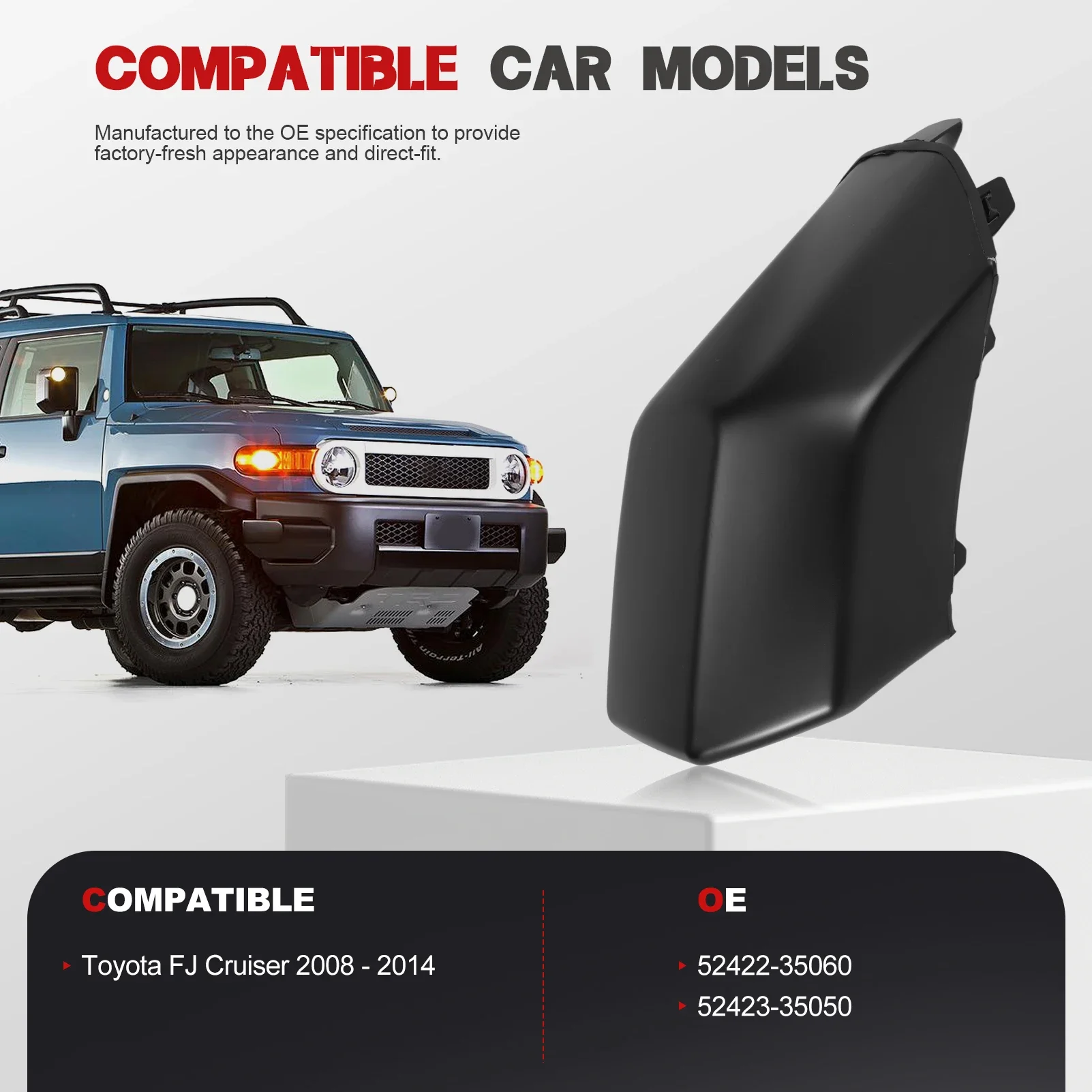 

1 пара передних левых и правых боковых черных угловых заглушек бампера для FJ Cruiser 2007-2014 52422-35060 52423-35050