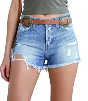 2022 summer trend ripped fringed denim shorts fashion ladies jeans womens clothing