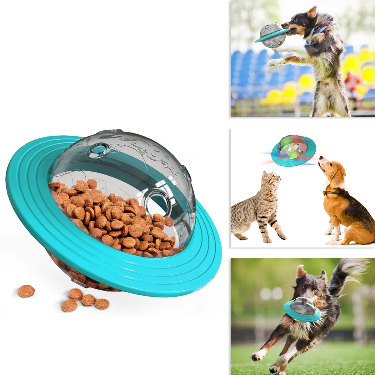 

Puzzle Toys For Dogs Cats Flying Saucer Leakage Food Feeder Training Dispenser Play Ball Interactive Treat Bowl Pets Products