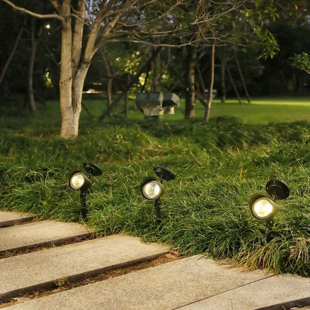 

2pcs 4led Solar Power Spot Lights Outdoor Landscape Garden Lawn Lamps For Courtyards Lawns Balconies H9q5
