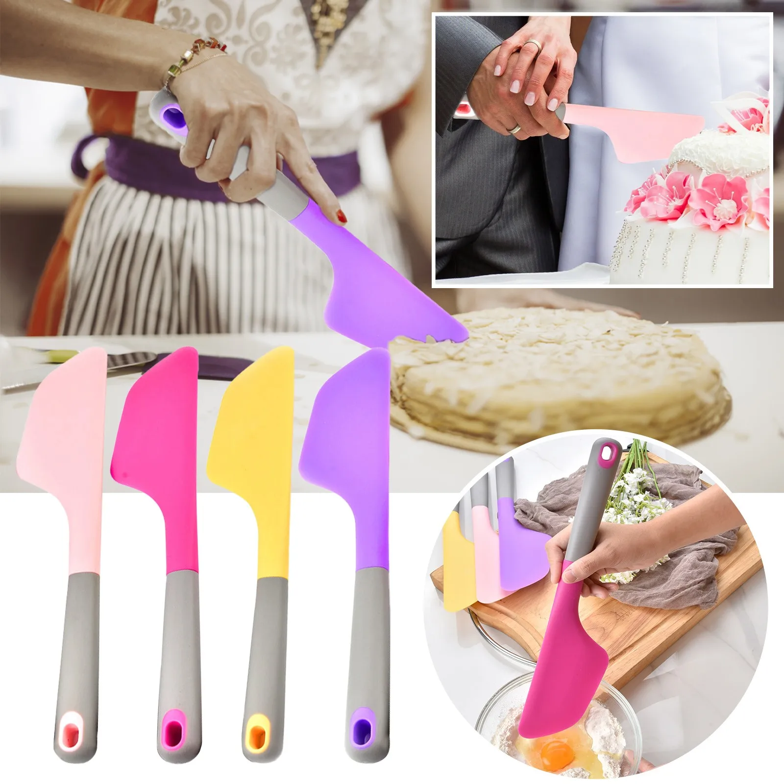 

Силиконовые шпатели, бесшовная конструкция, антипригарные гибкие скребки, инструмент для смешивания выпечки, скребок для кондитерских изд...