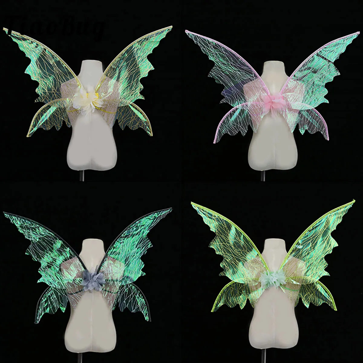 

Kids Girls Fairy Wings Angel Cosplay Halloween Party Dress Up Festival Rave Performance Props