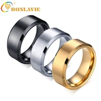 bonlavie plain ring sand black tungsten gold steel mens simple jewelry tide free shipping good quality