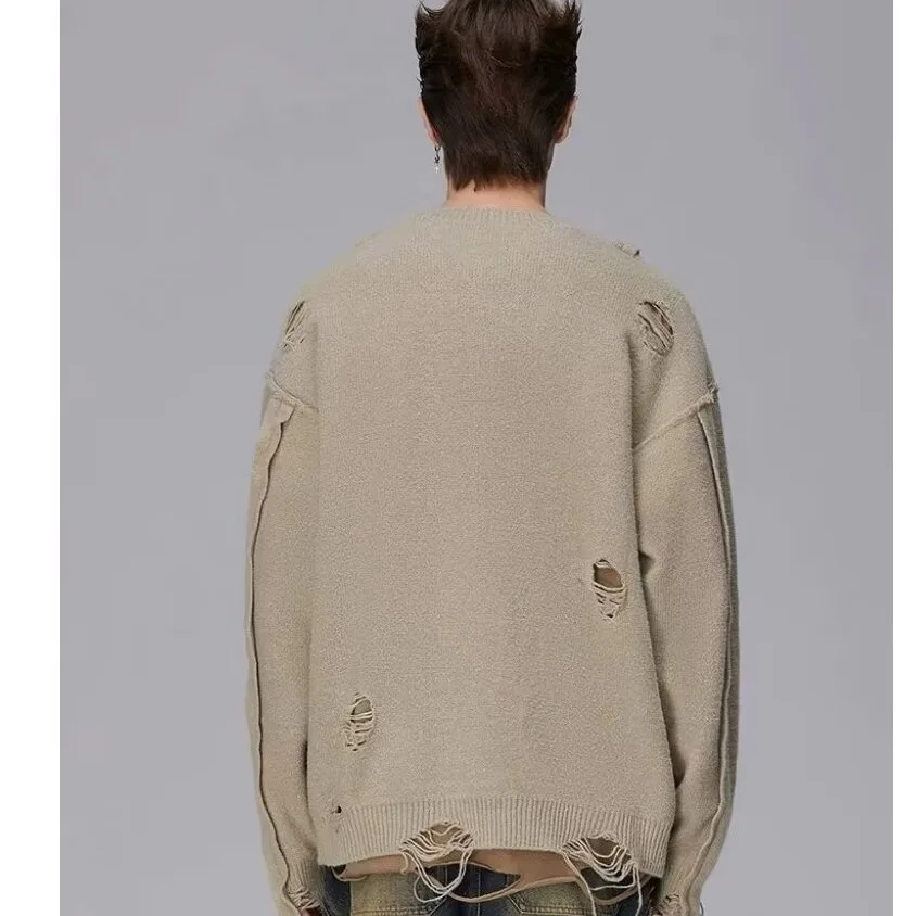 Свитер с длинными рукавами и отверстиями женский осенне-зимний вязаный топ