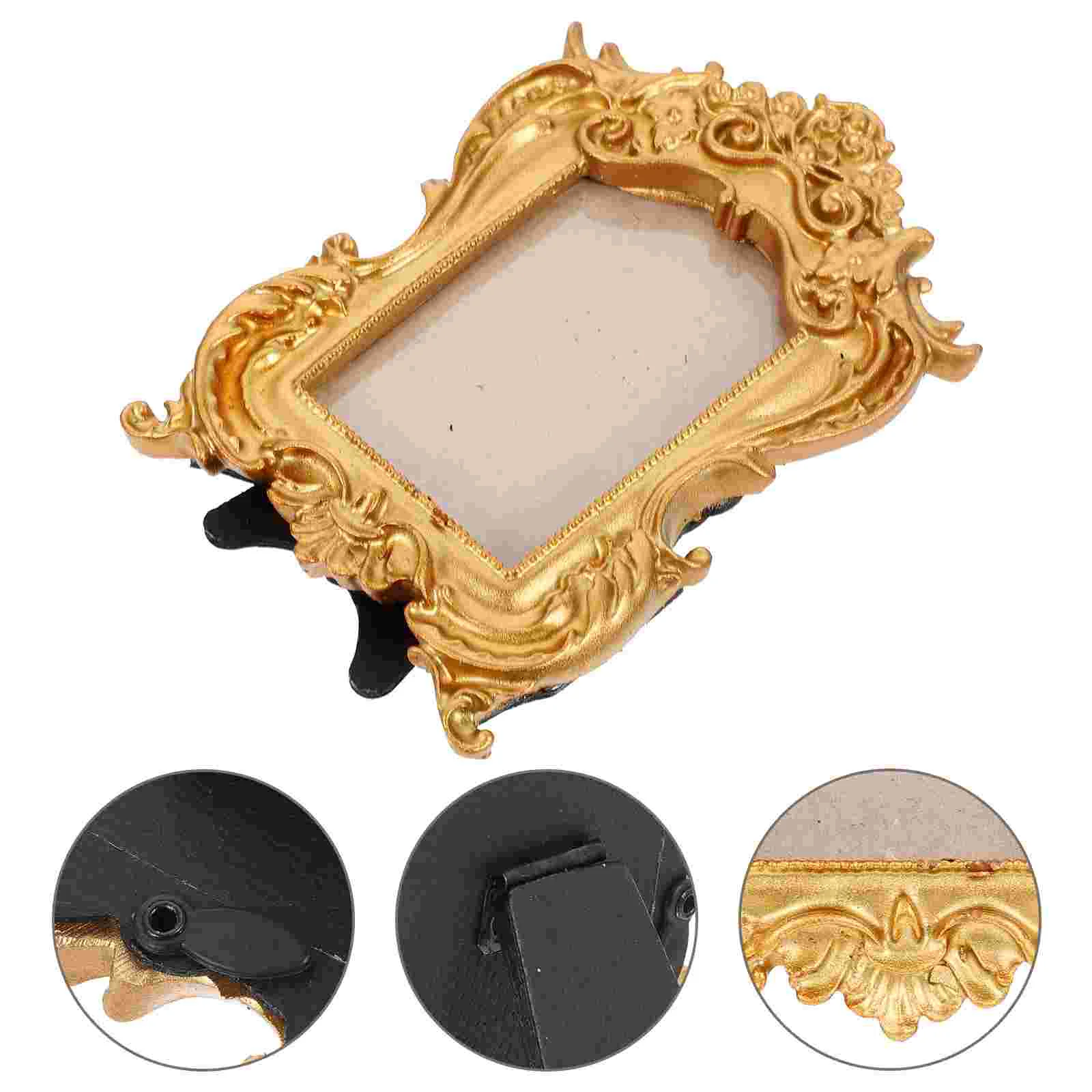 

Frame Photo Picture Holder Vintage Desktop Display Tabletop Rustic Gold Memorial Baroque Wedding Decorative Oval Ornate Rattan