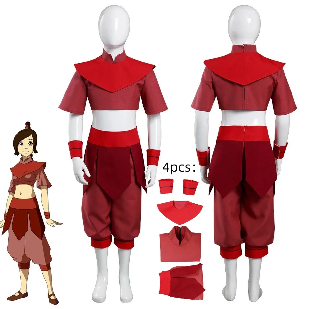 

Anime Ty Lee Avatar The Last Airbender Halloween Cosplay Costume Women's Uniform Stage Costume Top Pants Suit for Both Sexes