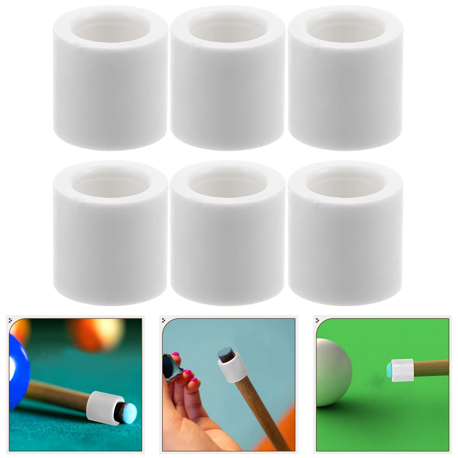 

6Pcs Professional Billiard Cue Ferrules Plastic Snooker Cue Hoop Billiard Accessory