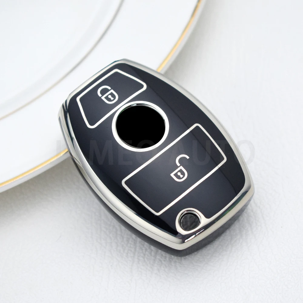 

Автомобильный пульт дистанционного управления из ТПУ, чехол с двумя кнопками для Mercedes Benz A, B, R, G, Class, GLK, GLA, GLC, GLR, W204, W210, W176, W202, W463