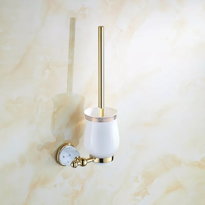 

Держатель для туалетной щетки с керамической чашкой позолоченный настенный бытовой инвентарь набор аксессуаров для ванной комнаты