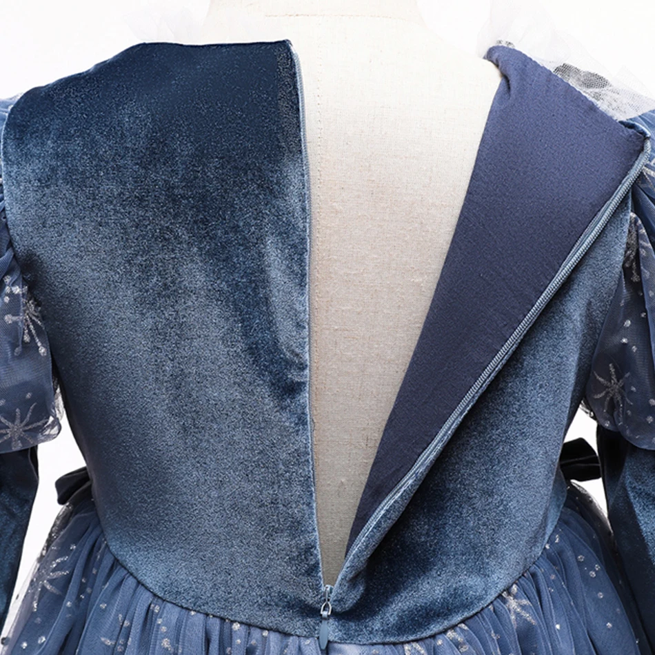 Эльза осенне-зимняя одежда с длинными рукавами для девочек платье принцессы