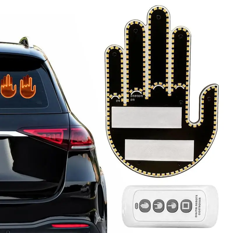 

Finger Gesture Light With Remote Funny Road Rage Signs LED Light With Remote Cool Car Interior Finger Design To Express Yourself
