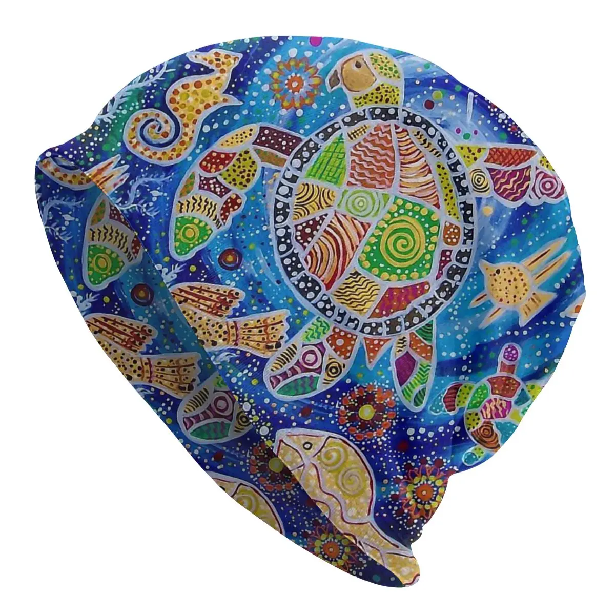 

Turtle Sea Australian Aboriginal Art Unisex Bonnet Winter Warm Outdoor Hats Double Layer Thin Hat Breathable Caps