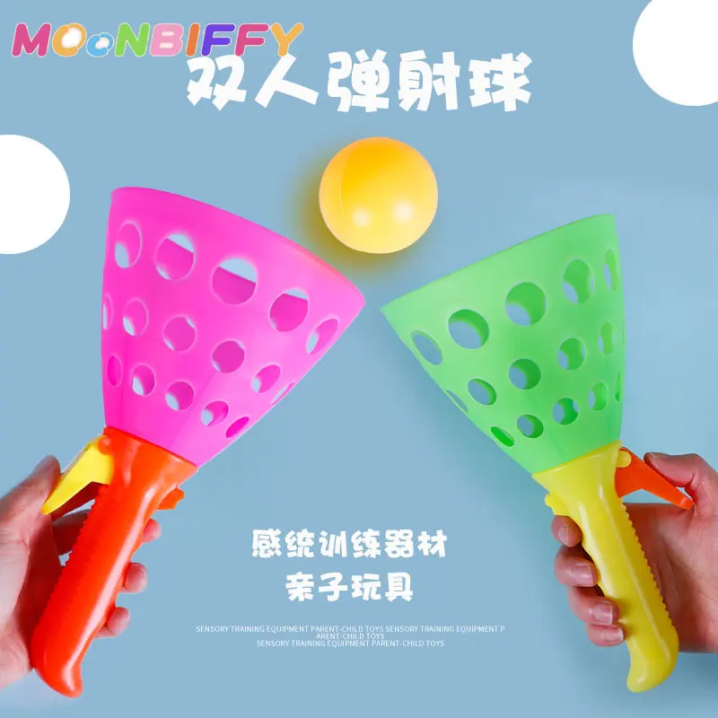 

1 Pairs Double Butt Ping Pong Ball Outdoor Sports Game Toys Launch Throwing Catch Ball Set Parent-Child Interactive Toys Balls