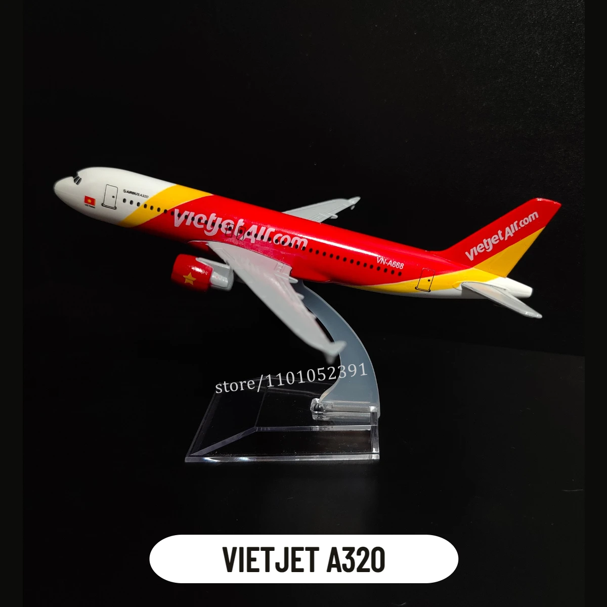 Копия металлического самолета Vietjet A320 масштаб 1:400 15 см миниатюрный подарок для