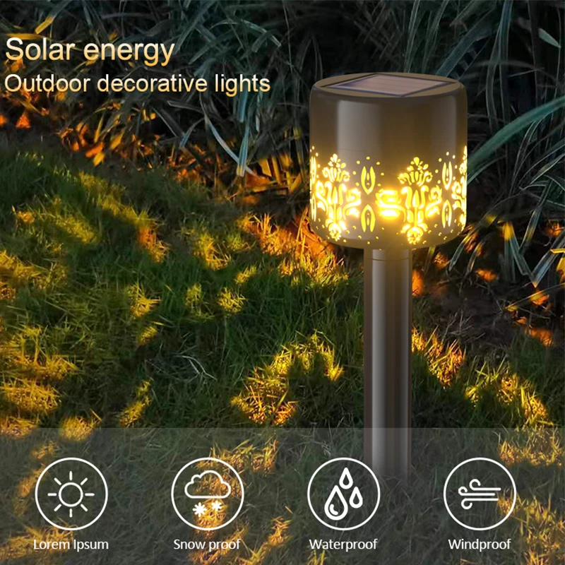

Warm Light Solar Lawn Lamp Outdoor Garden Induction Lamp Hollow Projection Solar Ground Plug Lamp