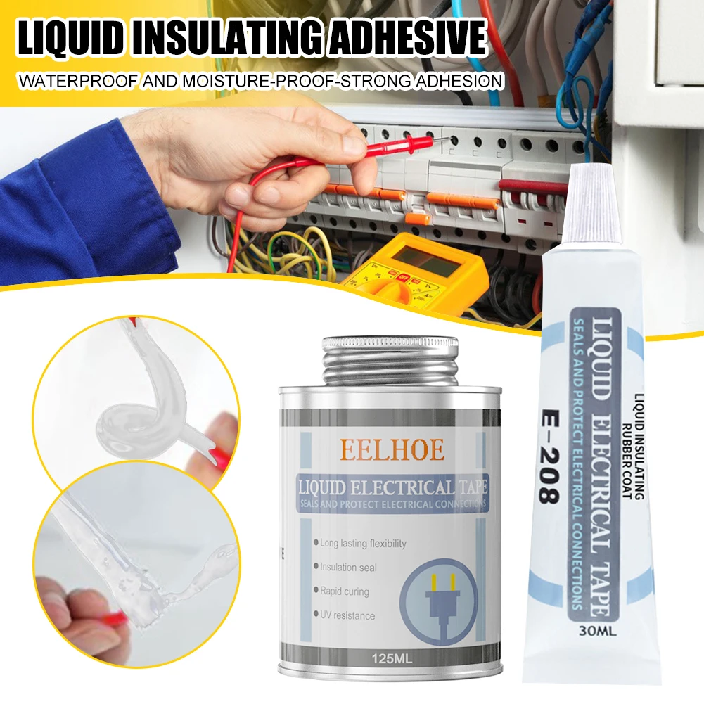 

New 30/125ml Waterproof Liquid Insulation Electrical Glue Tape High-Temperature Resistant Sealant Airtight UV Resistant Coating