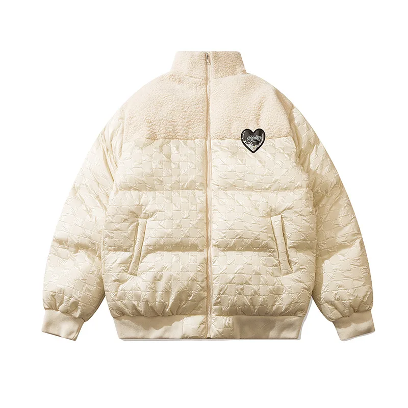 Retro street thickened cotton clothes Guochao brand men's lazy style ins couple wear loose plus velvet cotton jacket 2022 New