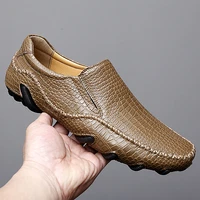 mens high quality first layer cowhide fashion unique casual shoes male genuine leather loafer comfy trendy leisure driving shoe