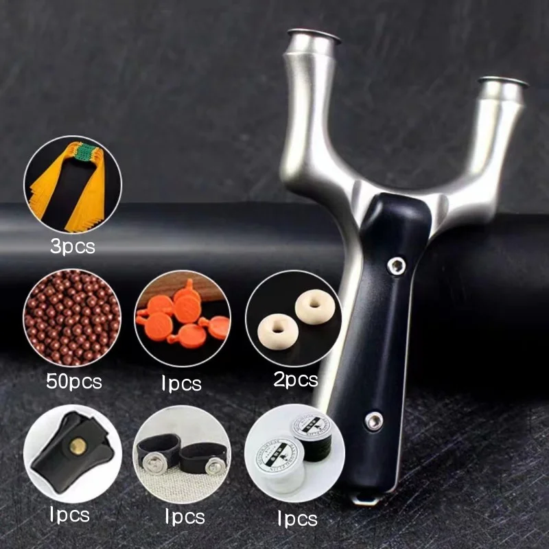 

High Quality Stainless Steel Shooting Slingshot Hunting Flat Rubber Belt Catapult Outdoor Sport Slingshot Shooting