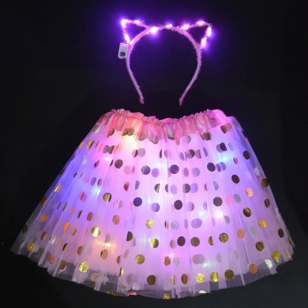 Светящаяся юбка-пачка с точечным узором для девочек детская повязка на голову