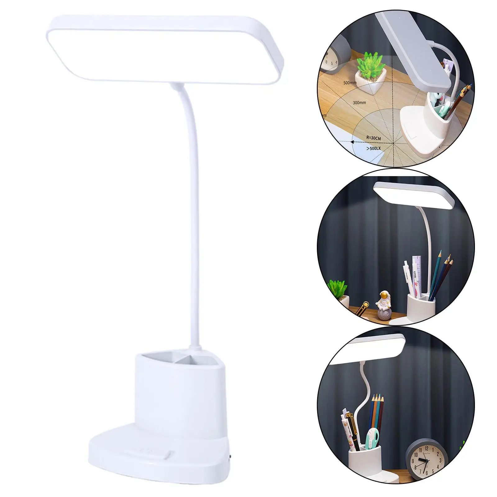 

Светодиодный настольный светильник USB с регулируемой яркостью с держателем для ручки и кронштейном для телефона, домашний прикроватный сто...
