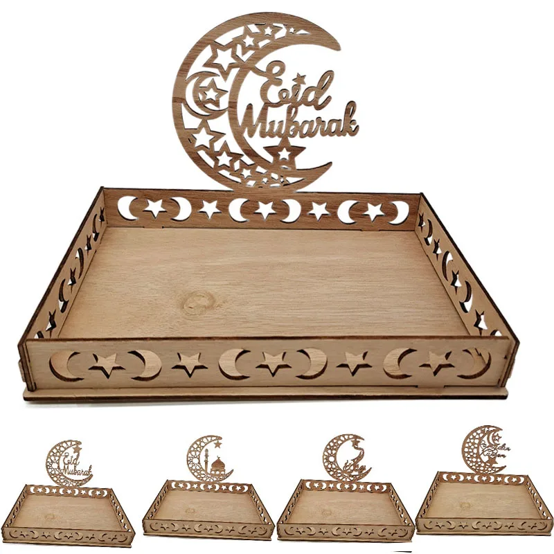 

ИД Мубарак, деревянные украшения, поднос для еды, для дома, Ид Аль Адха, исламский кареем, мусульманские украшения для вечерние НКИ, поделки