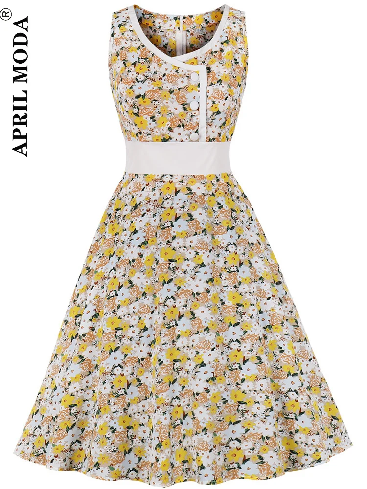 

Женские Ретро платья Одри Хепберн 1950s 60s рокабилли цветочные печатные кнопки Pinup Бальные взрослые вечерние платья 2022 Vestidos