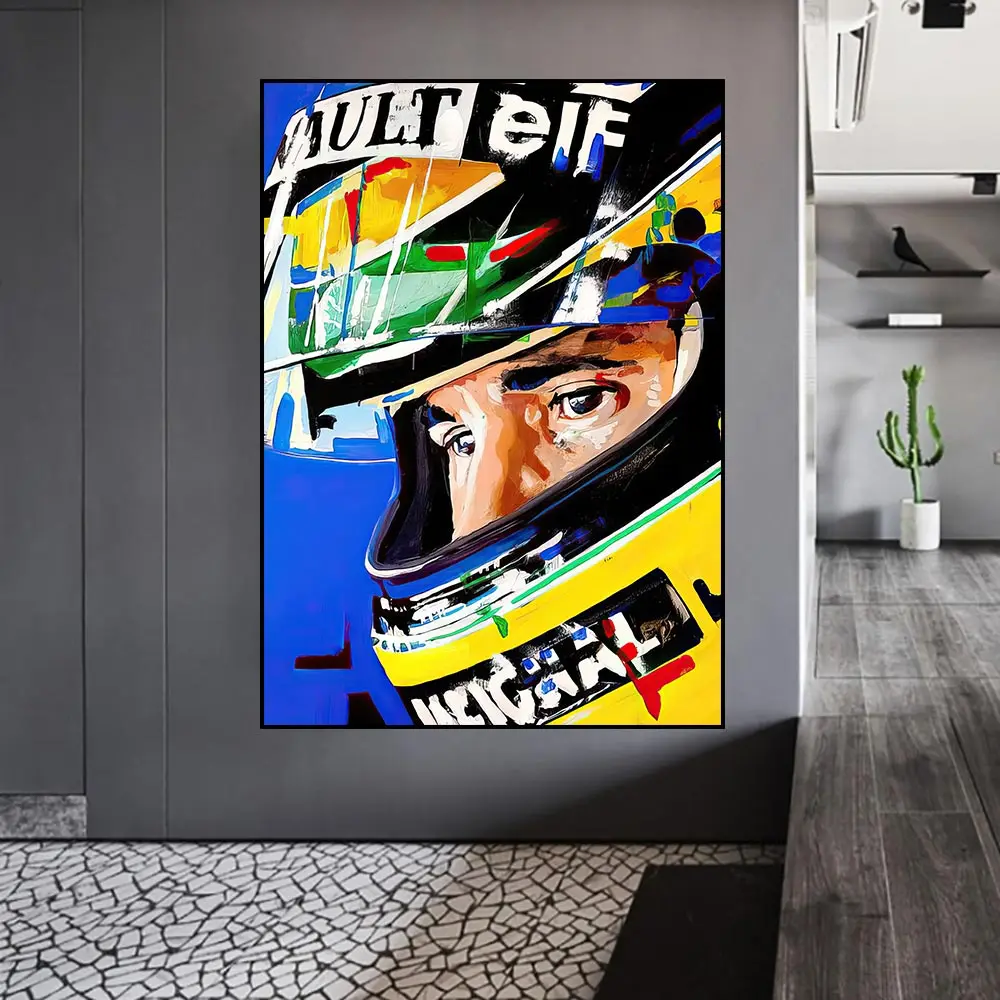 Картина на холсте для гостиной с изображением гоночного водителя Айртона сенны F1