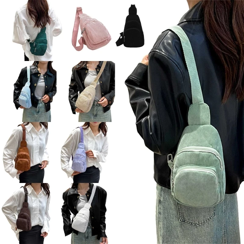 

Korean Mini Fanny Pack Fashionable Corduroy Crossbody Bag Small Chest Bag Shoulder Bag for Commuting Parties & Travel