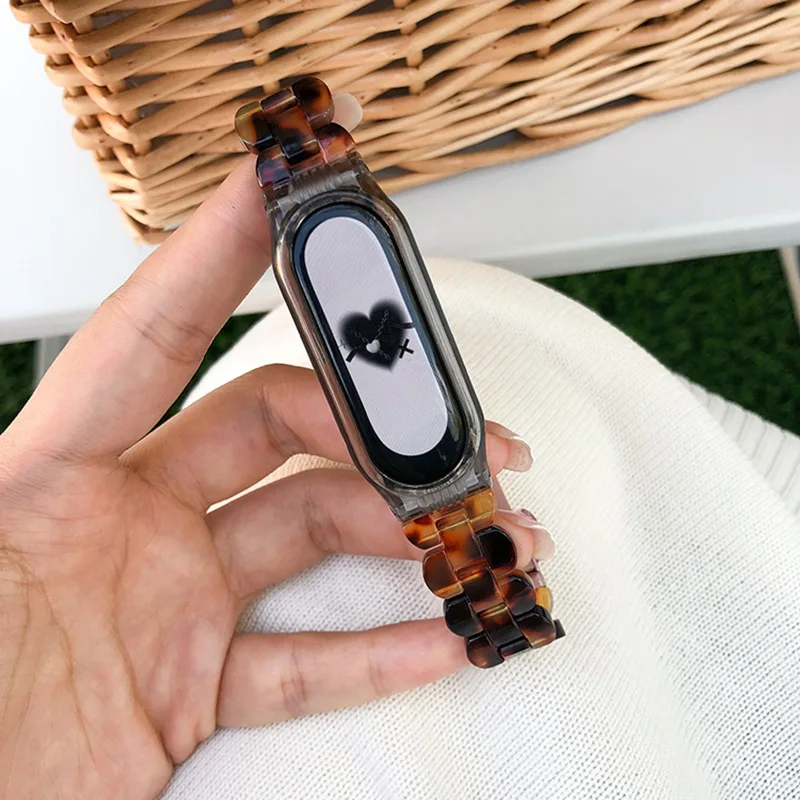 Strap For Xiaomi Mi Band 7 6 5 4 Wristband Fashion INS Amber Resin Bracelet For Miband 3 4 5 Watchband Replacement Correa Strap